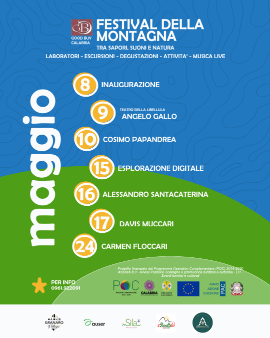 Locandina riepilogativa del Festival della Montagna 2026, con programma e date di maggio