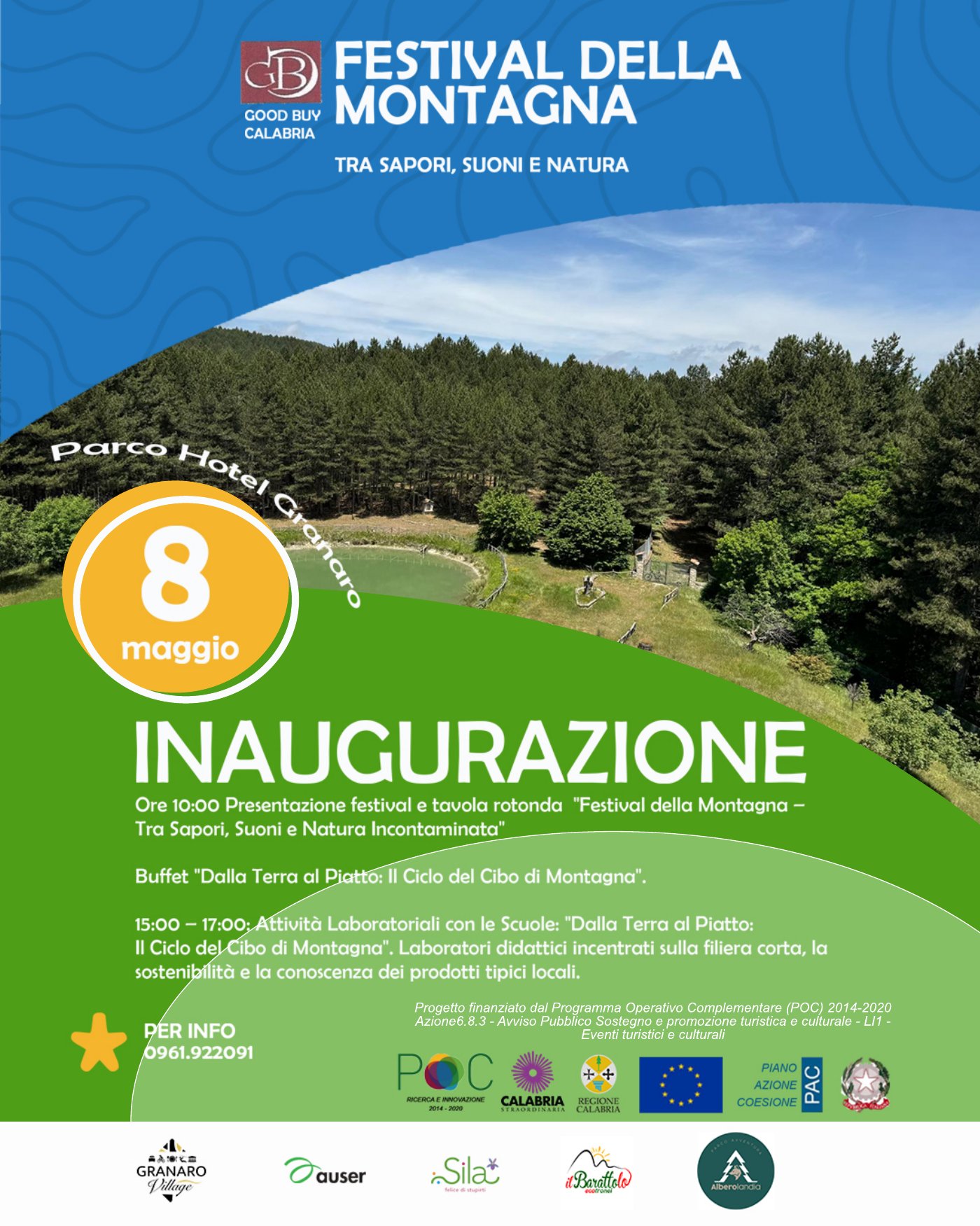 Locandina dell'inaugurazione del Festival della Montagna 2026, 8 maggio al Parco Hotel Granaro